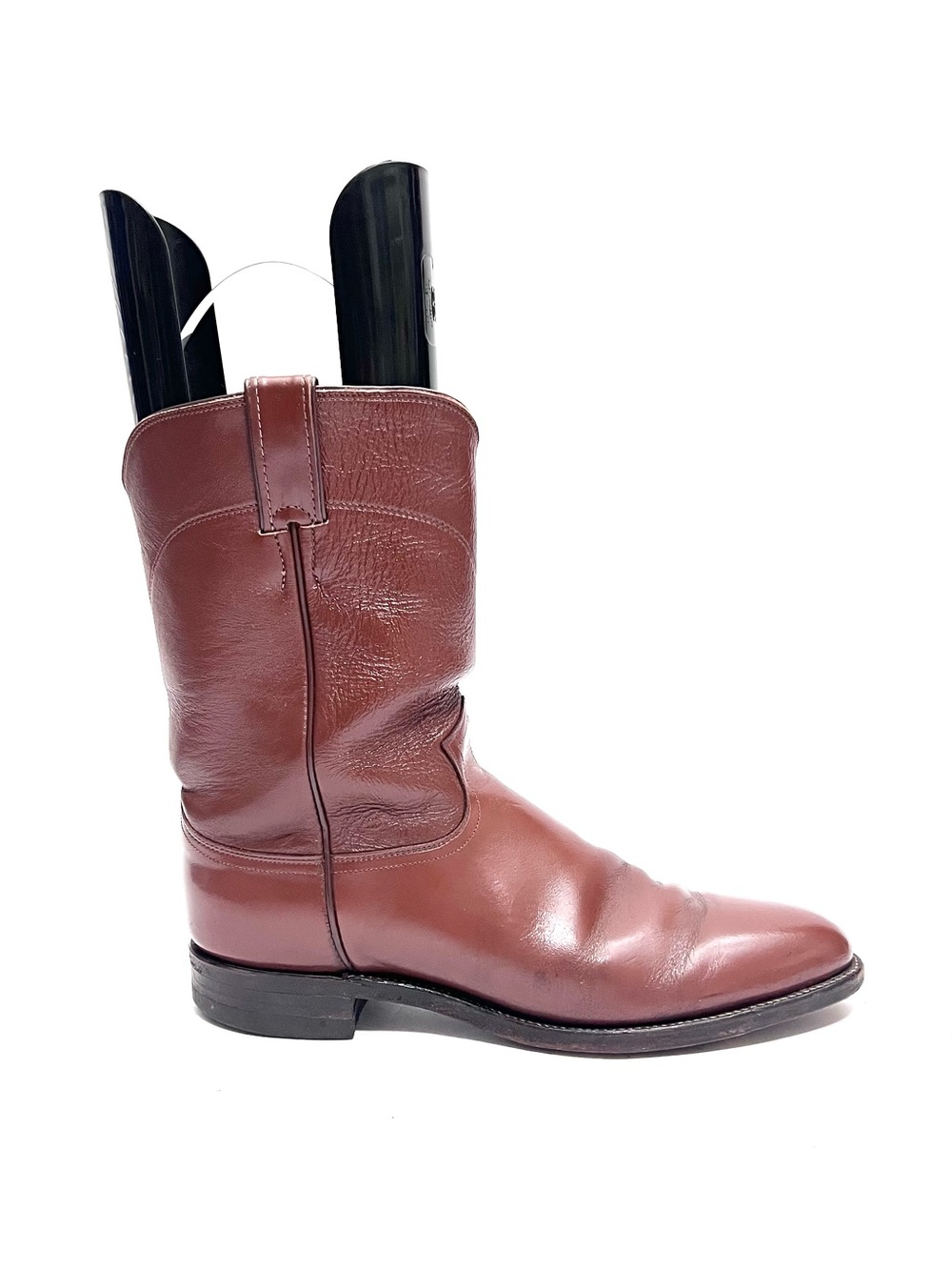 Vintage 1980s men's cognac brown leather mid calf roper boots